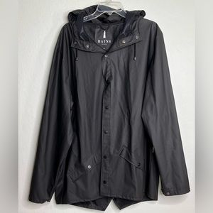 RAINS ESSENTIALS BLACK UNISEX RAIN SLICKER Sz. XL #45